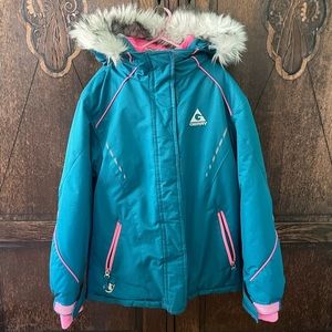 Gerry teal and pink girls snow jacket. Size 10-12